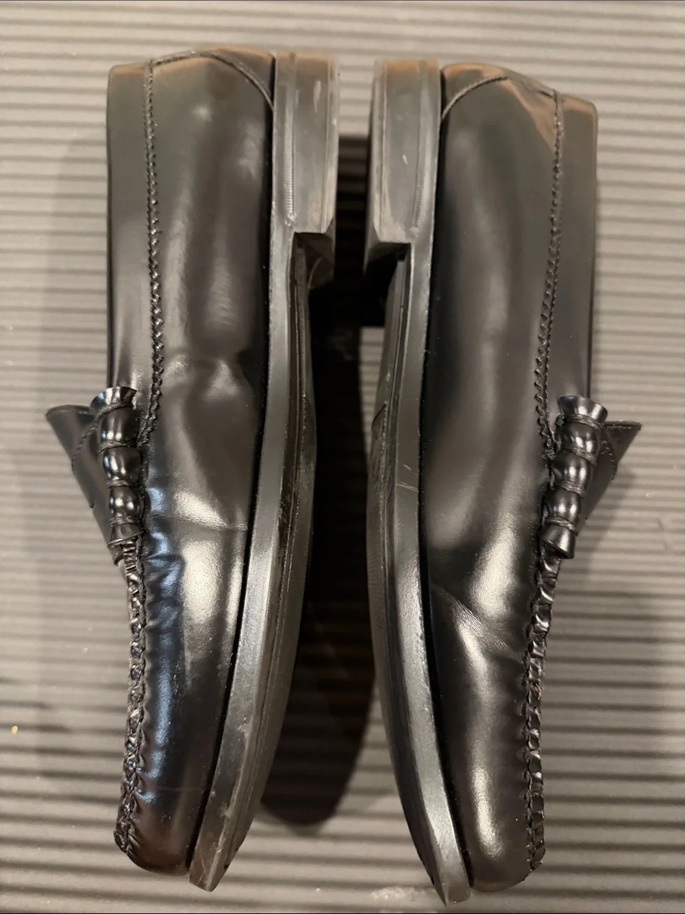 J. Crew Men’s Black Leather Loafers with Tan Leather Insole
